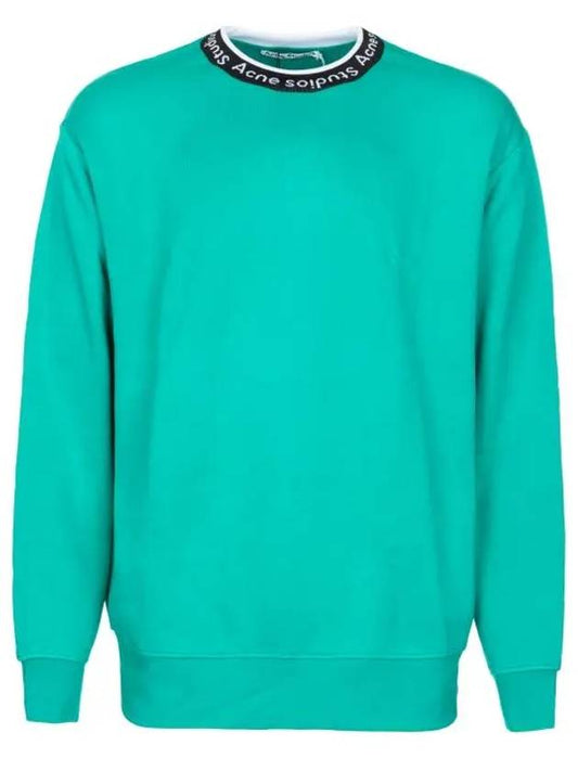 Acne Neck Logo Overfit Brushed Sweatshirt Fun Green BI0078 - ACNE STUDIOS - BALAAN 1