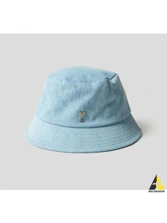 De Coeur Heart Logo Bucket Hat Light Blue UHA201 DE0002 - AMI - BALAAN 1