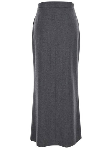 'Indo' Grey Long Skirt With Front Slit In Wool Blend Woman - ANTONELLI - BALAAN 1