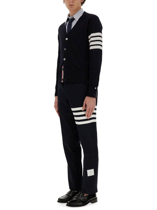 Men's Sustainable Classic Diagonal Wool Cardigan Navy - THOM BROWNE - BALAAN 3