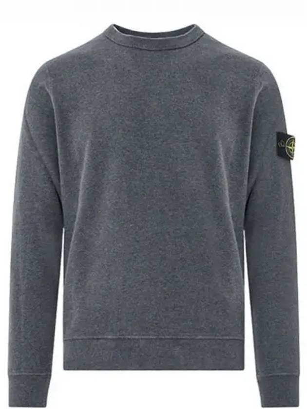 Brushed Cotton Fleece Garment Dyed Crewneck Sweatshirt Dark Grey Melange - STONE ISLAND - BALAAN 2