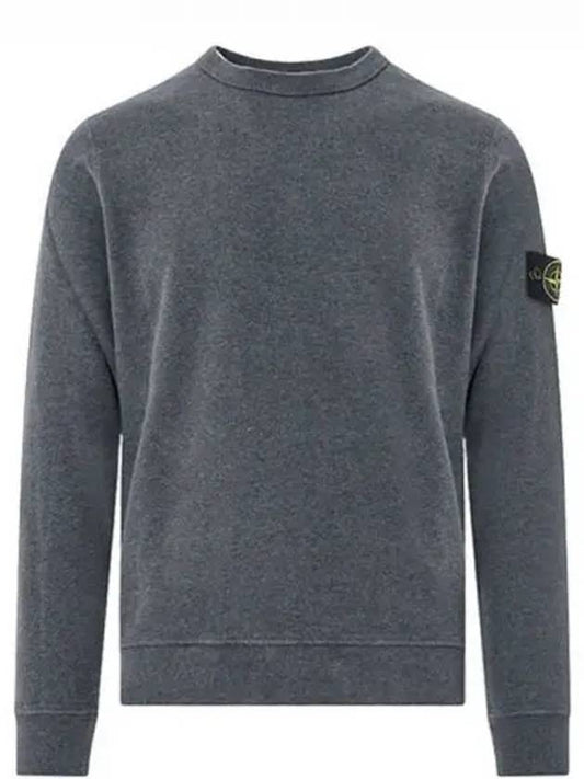 Brushed Cotton Fleece Garment Dyed Crewneck Sweatshirt Dark Grey Melange - STONE ISLAND - BALAAN 2