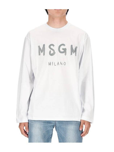 Milano Brushed Logo Long Sleeve T-Shirt White - MSGM - BALAAN 1