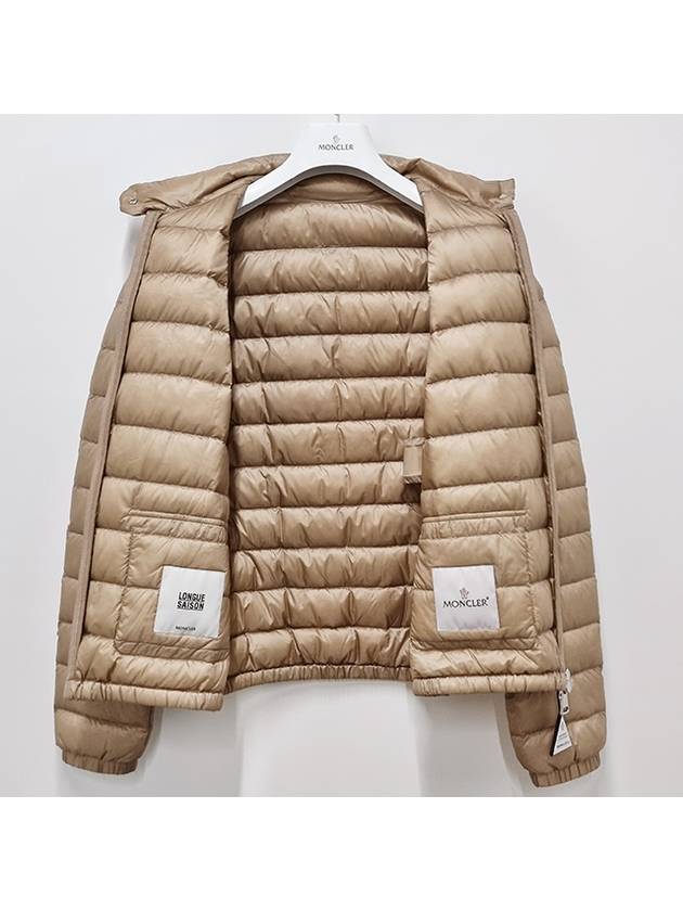 Women s LANS Logo Patch Short Down Padded Jacket Beige 1A10100 53048 205 - MONCLER - BALAAN 7