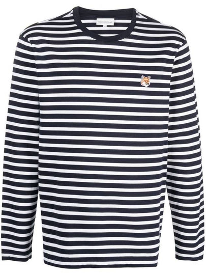 Fox Head Patch Regular Marin Long Sleeve T Shirt Navy Stripes - MAISON KITSUNE - BALAAN 2