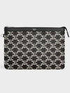 Strap Triomphe Canvas Two-Tone Calfskin Pouch Bag Black - CELINE - BALAAN 3