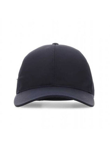 Re-Nylon Triangle Logo Baseball Cap Dark Blue - PRADA - BALAAN 1