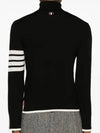 4 Bar Relaxed Fit Fine Merino Wool Turtle Neck Black - THOM BROWNE - BALAAN 4