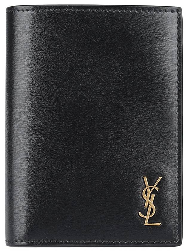 Monogram Gold Hardware Bifold Wallet Black - SAINT LAURENT - BALAAN 3