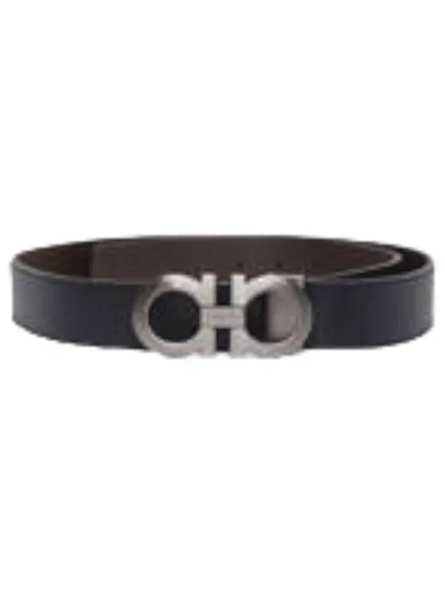 Gancini Reversible Adjustable Leather Belt Black Dark Brown - SALVATORE FERRAGAMO - BALAAN 2