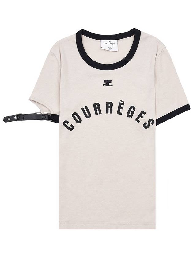 Buckle Contrast Print Short Sleeve T-Shirt Limestone - COURREGES - BALAAN 2