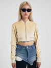 Soft Velvet Cropped Bomber Jacket Yellow Beige - SAY-_YEON - BALAAN 2