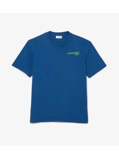 Men s SUMMER Pack Pigment Print T Shirt Blue - LACOSTE - BALAAN 1