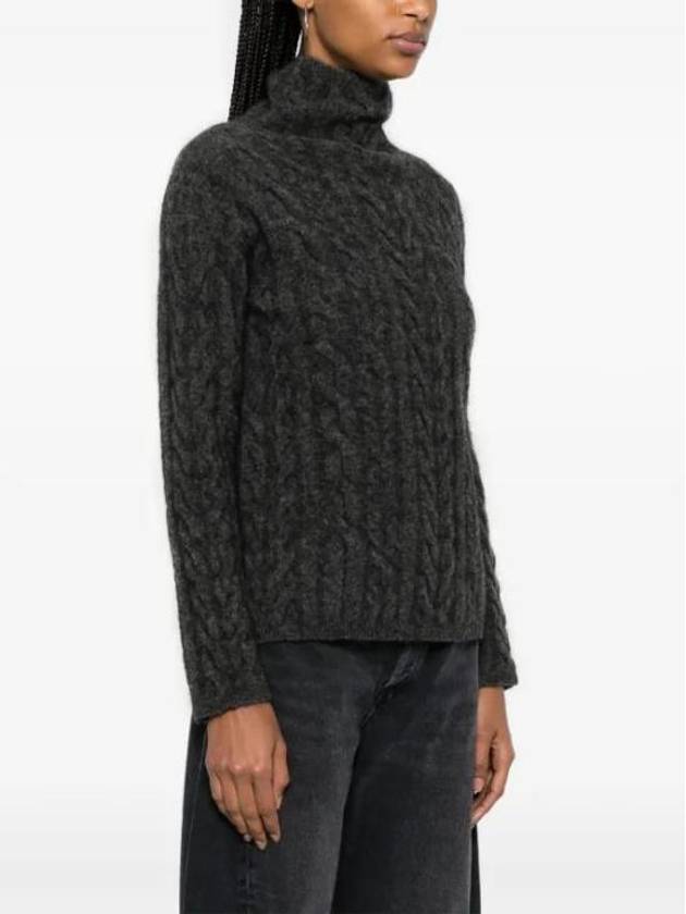 Lappole Wool Cable Knit Turtleneck Charcoal - S MAX MARA - BALAAN 3