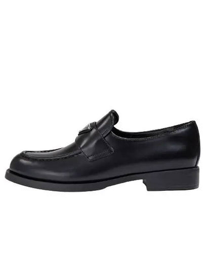 Triangle Logo Brush Leather Loafers Black - PRADA - BALAAN 2