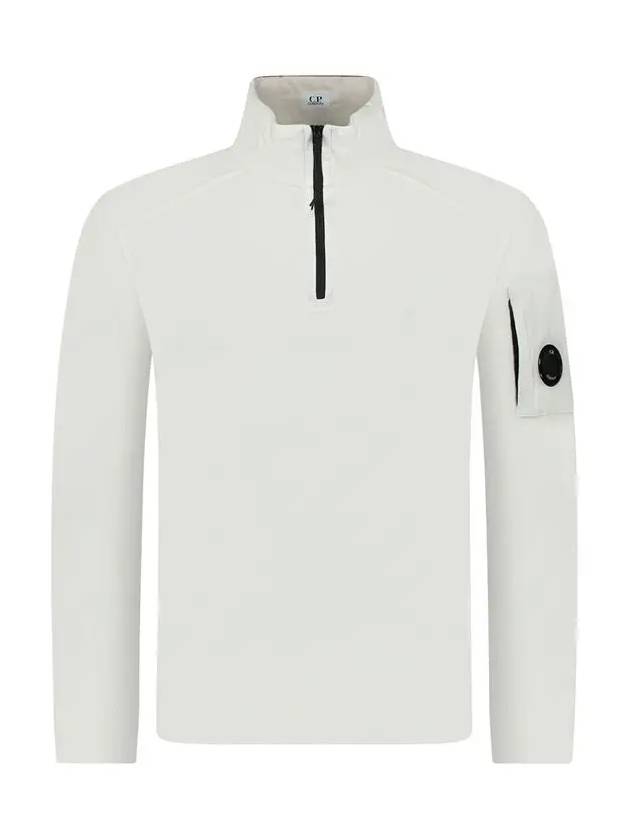 Light Fleece Half Zipped Sweatshirt White - CP COMPANY - BALAAN 3