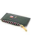 4 Bar Stripe Zipper Card Wallet Green - THOM BROWNE - BALAAN 5