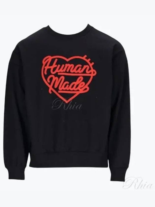 Heart Crew Neck Sweatshirt Black - HUMAN MADE - BALAAN 2