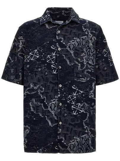 Camo jacquard denim bowling short sleeve shirt blue - OFF WHITE - BALAAN 2