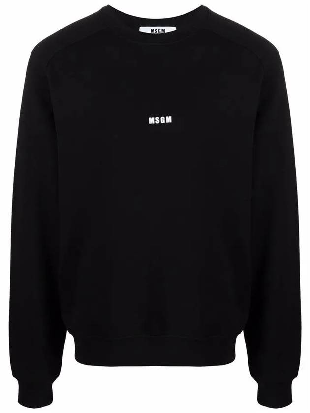 Micro Logo Print Cotton Sweatshirt Black - MSGM - BALAAN 3