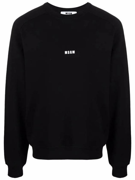 Micro Logo Print Cotton Sweatshirt Black - MSGM - BALAAN 2