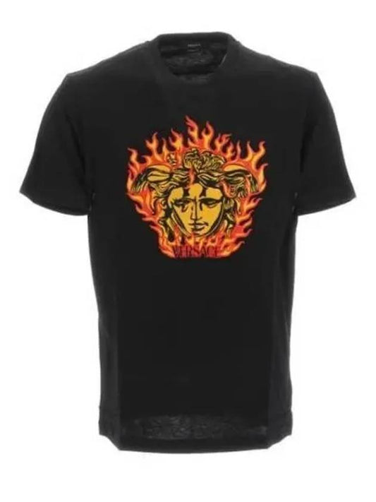 Medusa Printed Crewneck Short Sleeve T-Shirt Black - VERSACE - BALAAN 2