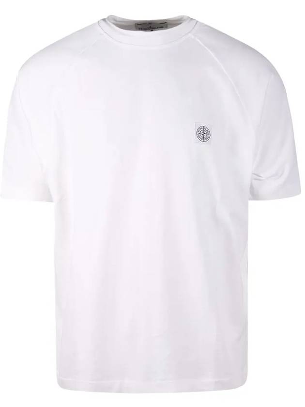 Compass Patch Regular Fit Cotton Short Sleeve T-Shirt White - STONE ISLAND - BALAAN 6