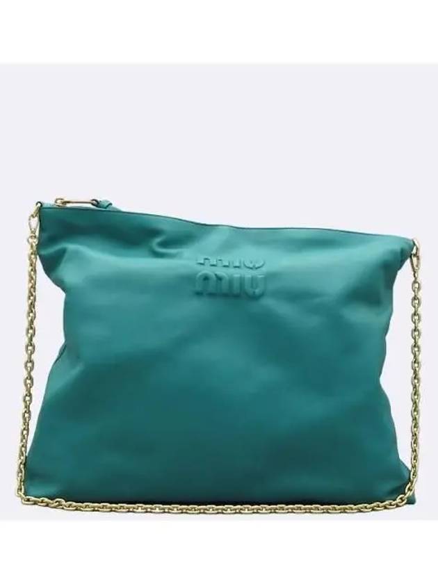 5BC114 Peacock Blue Leather Chain Shoulder Bag - MIU MIU - BALAAN 2