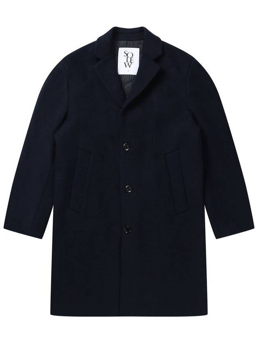 Men's Wool Single Coat Navy - SOLEW - BALAAN 1