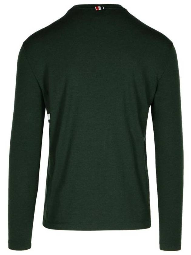 4 Bar Jersey Stretch Wool Knit Top Green - THOM BROWNE - BALAAN 4