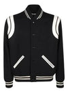 Teddy Bomber Jacket in Wool Black White - SAINT LAURENT - BALAAN 2