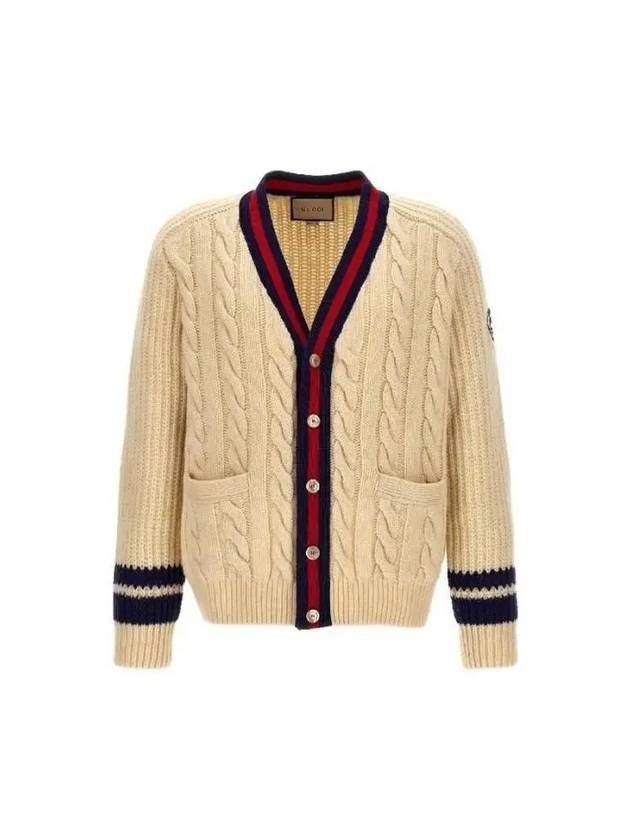 Interlocking G Web Cable Knit Cardigan Ivory - GUCCI - BALAAN 2