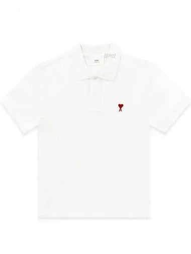 Small heart logo polo shirt white BFUP 34158068 270019 1038354 - AMI - BALAAN 1