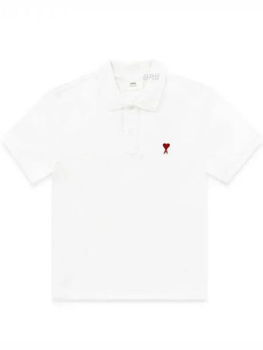 Small Heart Logo Polo Shirt White B 34158068 1038354 - AMI - BALAAN 1