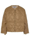 Women's Quilted Recycled Nylon Down Zip-Up Jacket Beige - GANNI - BALAAN 2