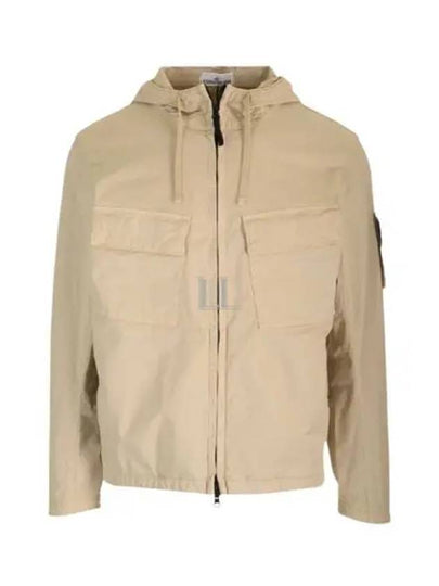 Cotton Twill Stretch Hooded Jacket Beige - STONE ISLAND - BALAAN 2