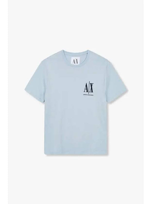 Men s Embroidered Logo T Shirt Light Blue - ARMANI EXCHANGE - BALAAN 1