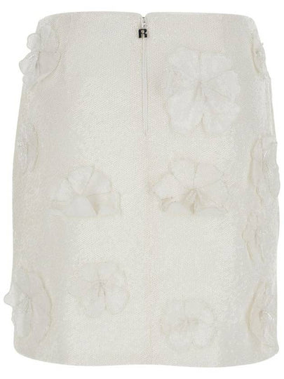 Mini White Skirt With Flowers And Sequins In Fabric Woman - ROTATE - BALAAN 2