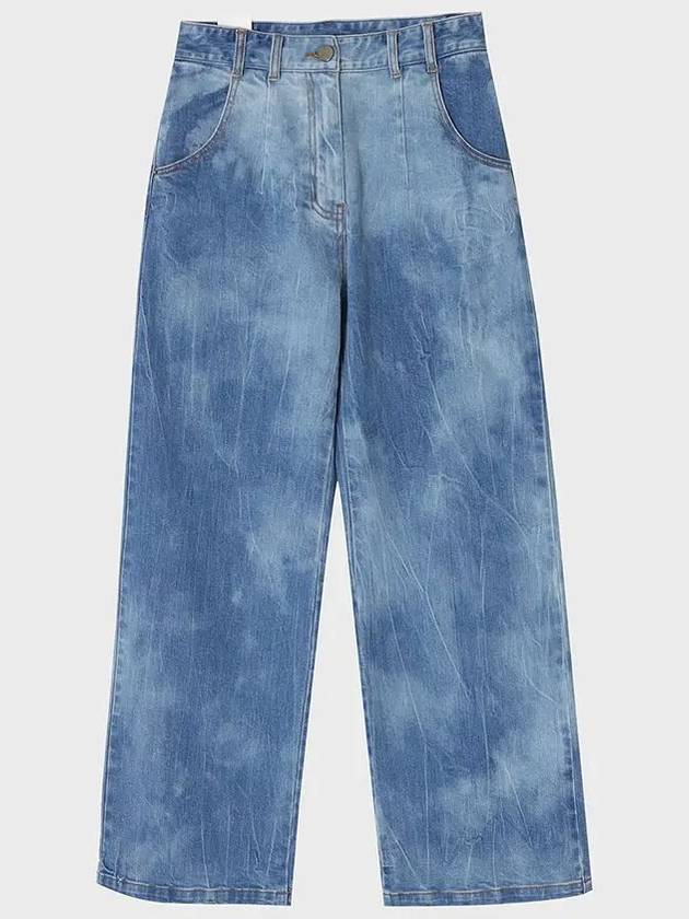 Crease Washed Denim Wide Pants Blue - NOIRER FOR WOMEN - BALAAN 3