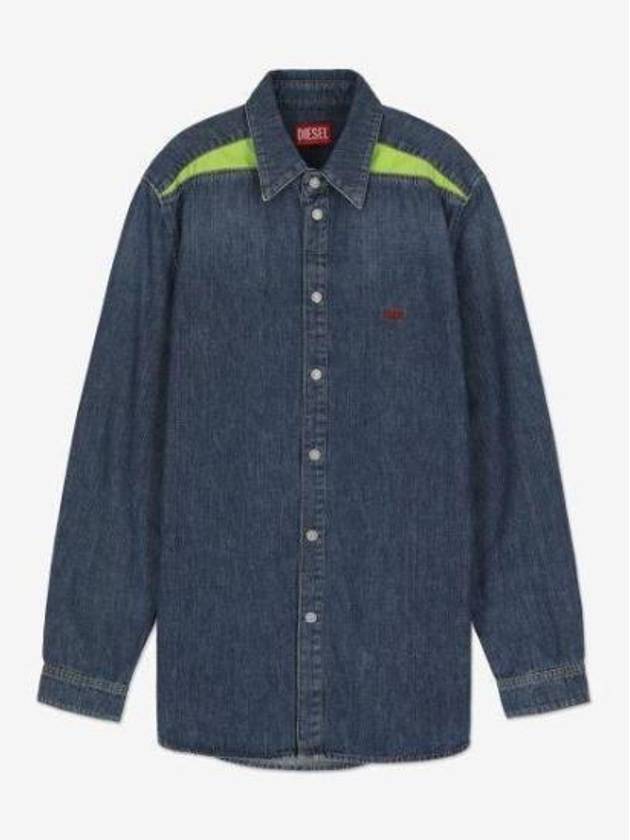 D-Simply-RS-S Paneled Denim Long-Sleeved Shirt Blue - DIESEL - BALAAN 2