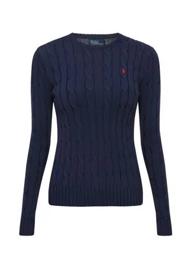 Embroidered Logo Pony Cable Knit Top Navy - POLO RALPH LAUREN - BALAAN 2