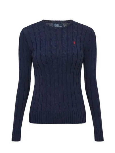 Embroidered Logo Pony Cable Knit Top Navy - POLO RALPH LAUREN - BALAAN 2