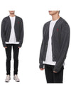 Red Heart Logo Merino Wool Cardigan Heather Grey - AMI - BALAAN 3