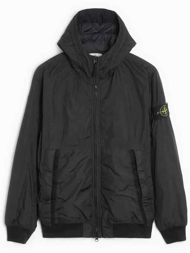 Men's Garment Dyed Crinkle Reps Recycled Nylon Primaloft TC Hooded Jacket Black - STONE ISLAND - BALAAN 2