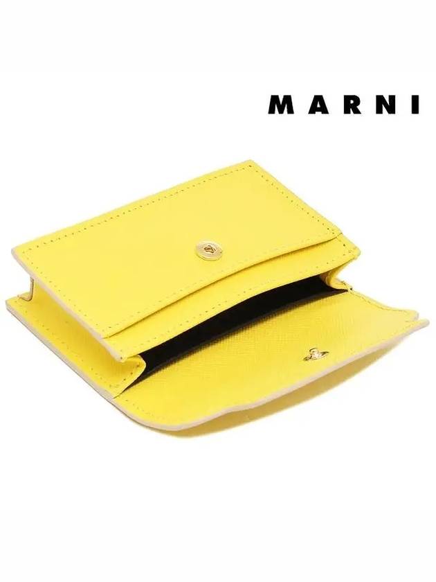 Logo Saffiano Leather Card Wallet Yellow - MARNI - BALAAN 6