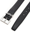 Silver Hardware Monogram Buckle Leather Belt Black - SAINT LAURENT - BALAAN 5