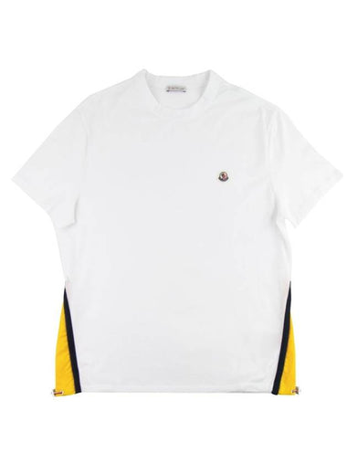 Men's Logo Patch Side Zipper Short Sleeve T-Shirt White - MONCLER - BALAAN 1