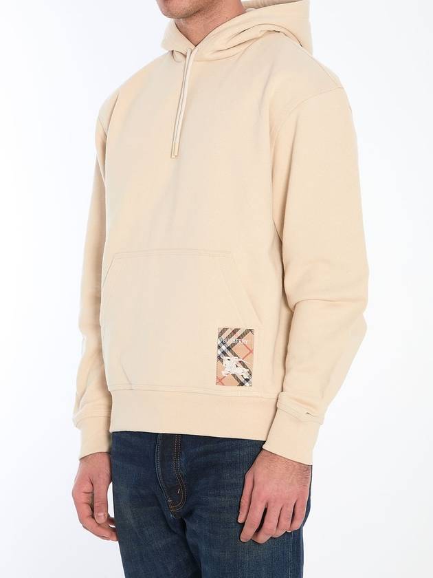 Check Label Cotton Hoodie Nutmeg - BURBERRY - BALAAN 3