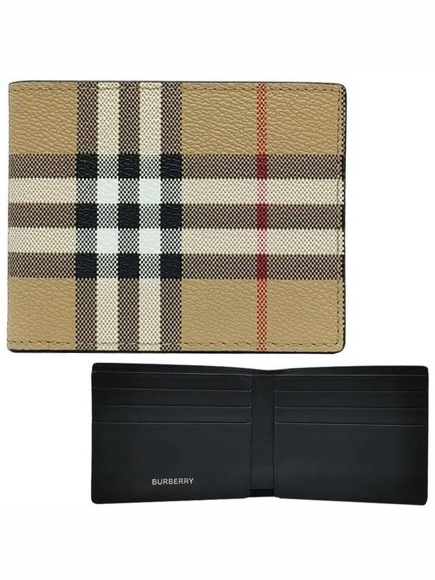 Check Slim Bifold Leather Half Wallet Beige - BURBERRY - BALAAN 2