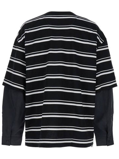 Black And White Crewneck T-Shirt With Double Layered Sleeves In Cotton Man - JUUN.J - BALAAN 2